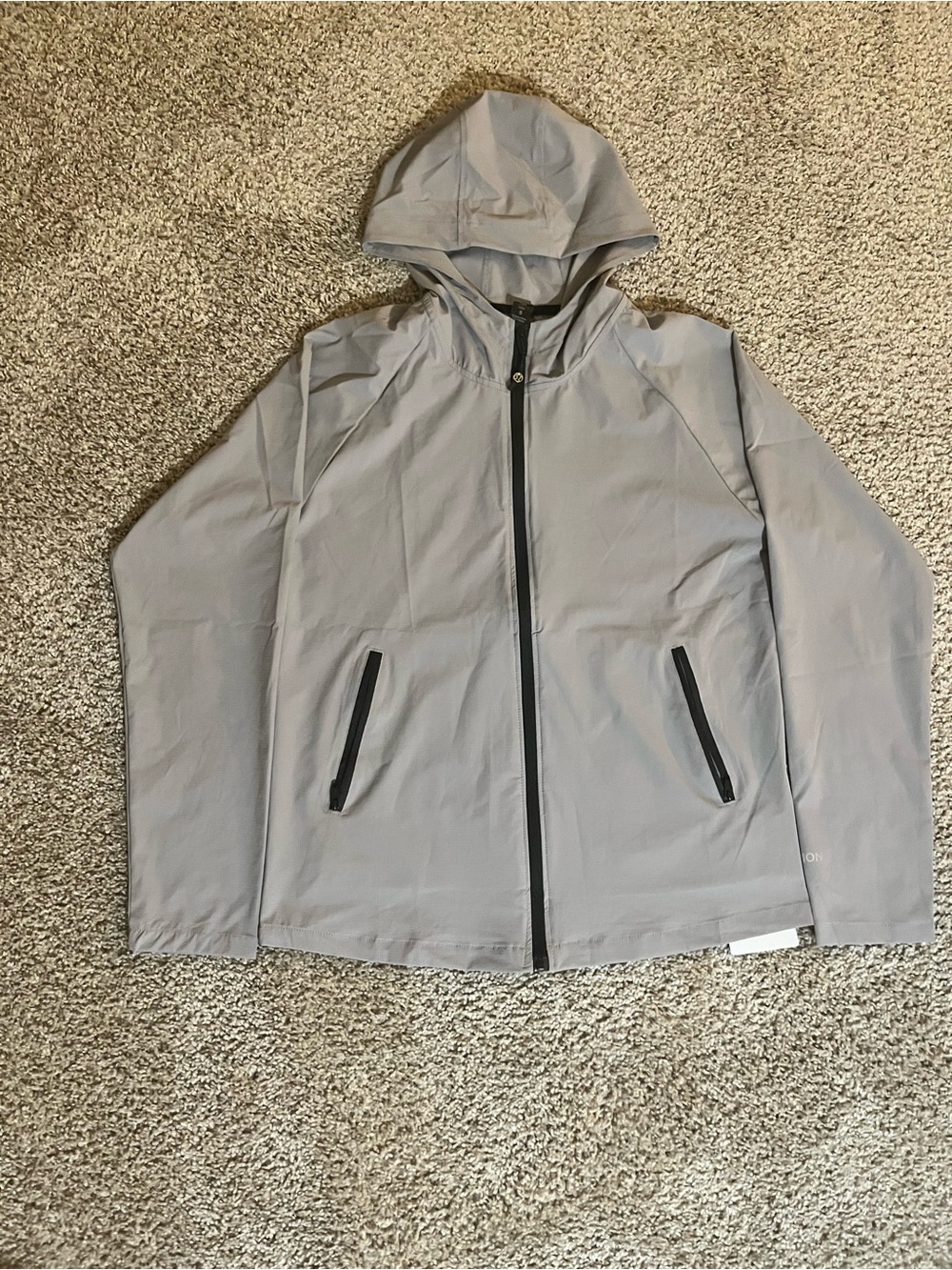 lululemon athletica Light Gray Hooded Jacket with Black Zippers